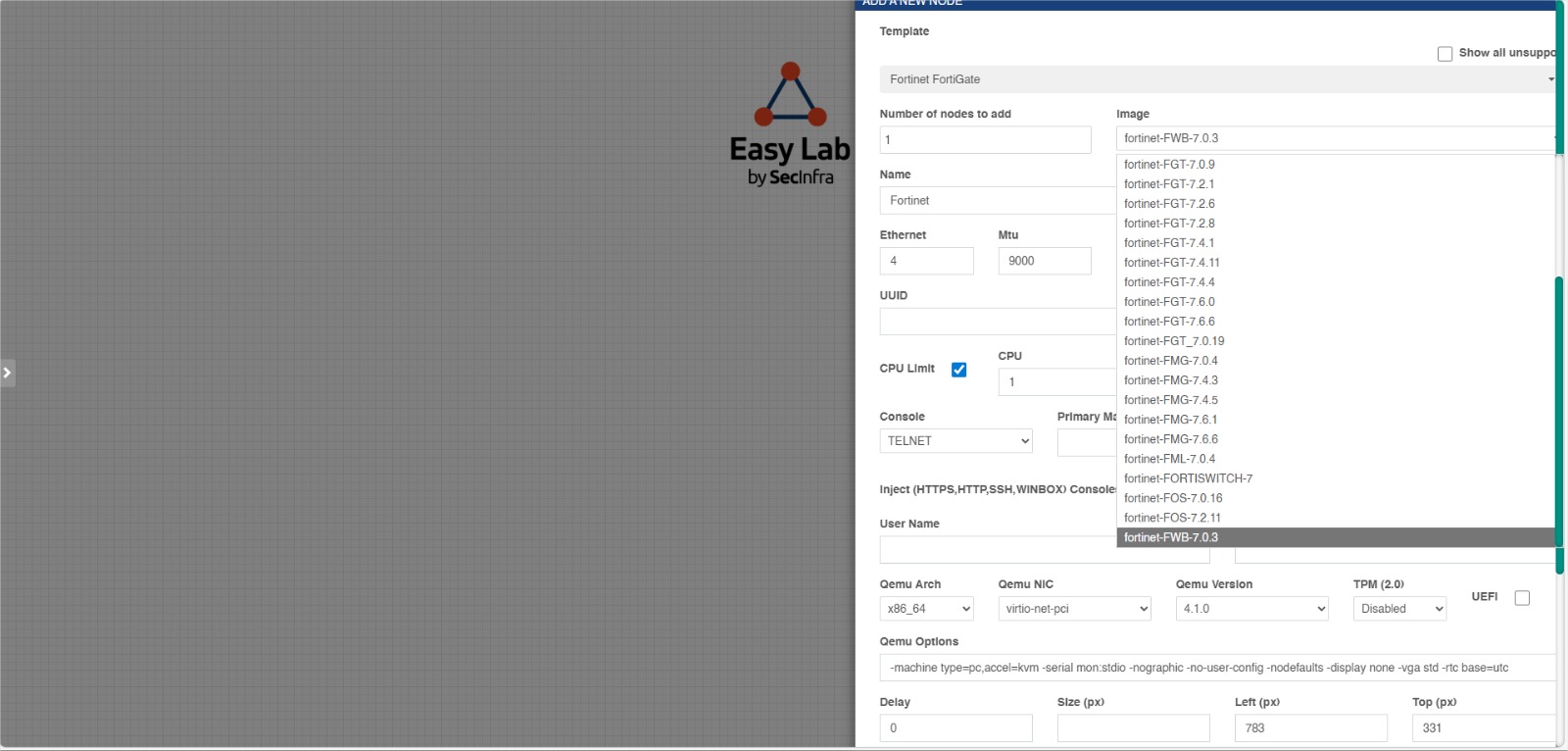PNETLab interface